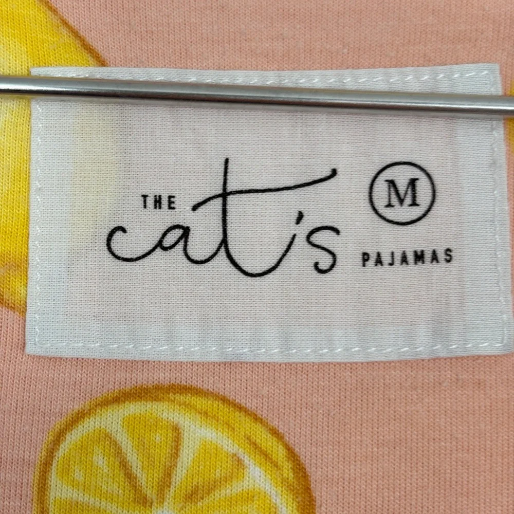 The Cat's Pajamas‎ Women Nightshirt Size M Pink Lemon Print Pima Cotton Modal